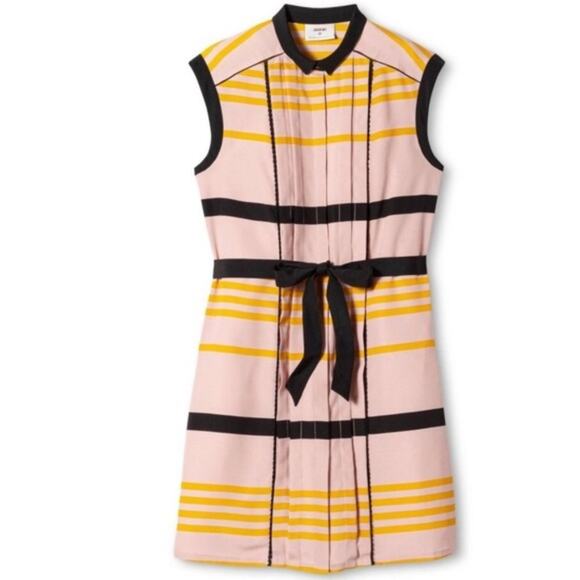 Jason Wu for Target Striped Sleeveless Collared Pleated Shift Mini Dress Sz S - Picture 1 of 6